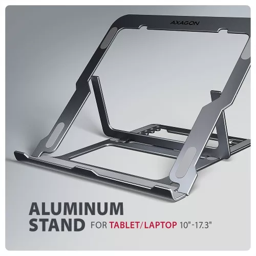 Standard alumínium laptopállvány 10-17,3 hüvelykes mérethez, 8 állítható pozíció, szürke