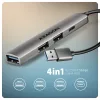Hue-sta 4 portos hub 1x USB-A 5Gbps, 2x USB2.0 + 1x USB-C 2.0, 12 cm-es USB-A kábel