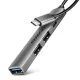 Hue-stc 4 portos elosztó 1x USB-A 5Gbps, 2x USB2.0 + 1x USB-C 2.0, 12 cm-es USB-C kábel