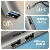 Hue-stc 4 portos elosztó 1x USB-A 5Gbps, 2x USB2.0 + 1x USB-C 2.0, 12 cm-es USB-C kábel