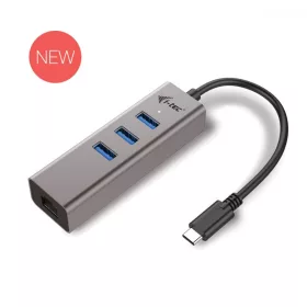 USB-C fém hub 3 portos gigabites ethernet adapterrel