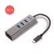 USB-C fém hub 3 portos gigabites ethernet adapterrel