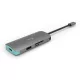 USB-C fém nano dokkolóállomás 1x HDMI 4k ultra HD 3840 x 2016 @ 30hz 1x SD-olvasó 1x micro SD-olvasó 3x USB 3.0 1x USB-C tápkábel