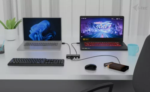Univerzális KVM hub 2x USB-C + 2x USB-A 3.0