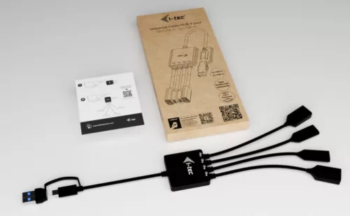 USB-C/USB-A hub kábel, 4 portos (2x USB-C, 2x USB-A)