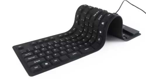 Szilikon vízálló USB billentyűzet OTG funkcióval, fekete