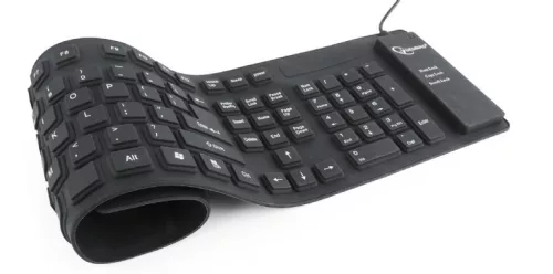 Szilikon vízálló USB billentyűzet OTG funkcióval, fekete