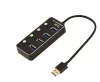 4 portos USB 3.1 (1. generációs) hub kapcsolókkal, fekete színben