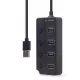 4 portos USB 2.0 hub kapcsolókkal, fekete