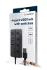 4 portos USB 2.0 hub kapcsolókkal, fekete
