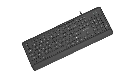 Gembird Slim vezetékes multimédiás billentyűzet, USB 5 gyorsbillentyű, amerikai elrendezés, fekete