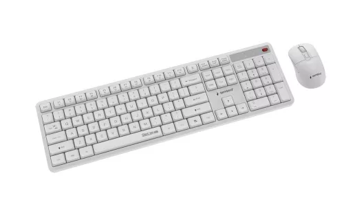 Gembird vezeték nélküli billentyűzet + egér szett Silent Key Pro Business, fehér, amerikai kiosztás