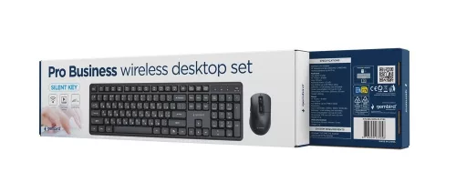 Gembird vezeték nélküli billentyűzet + egér szett Silent Key Pro Business, fekete, ru kiosztás
