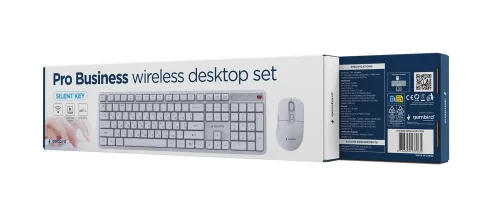 Gembird vezeték nélküli billentyűzet + egér szett Silent Key Pro Business, fehér, ru kiosztás