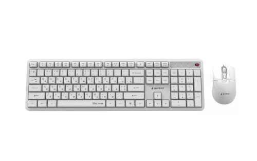 Gembird vezeték nélküli billentyűzet + egér szett Silent Key Pro Business, fehér, ru kiosztás
