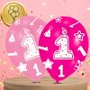 Latex lufik 1. születésnapra 27,5 cm 6 db, rózsaszín
