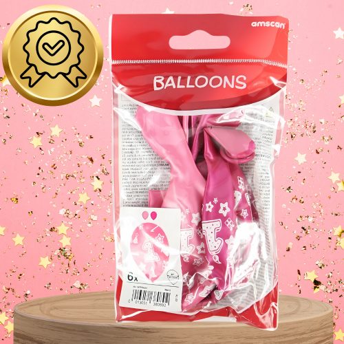 Latex lufik 1. születésnapra 27,5 cm 6 db, rózsaszín