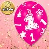 Latex lufik 1. születésnapra 27,5 cm 6 db, rózsaszín