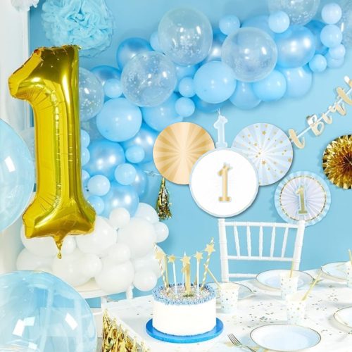 Születésnapi dekorációs készlet fiúnak az első évfordulóra, 5 darabos, kék