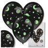 3 db fekete latex felfújható lufi + fluoreszkáló csillag matricák születésnapra