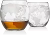 Gravírozott Whiskey Decanter Globe Adagoló + 2 Pohár
