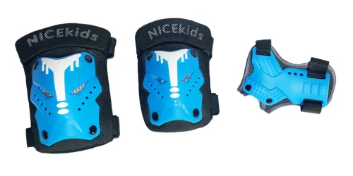 Gyermek kerékpár- és gördeszkavédőfelszerelés S/M méret, kék NICEKIDS SAFEGUARDS