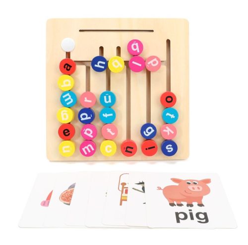 Oktatásfejlesztési tábla betűkkel és szavakkal, 26 betű és 12 kártya