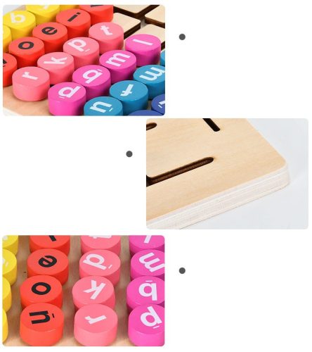 Oktatásfejlesztési tábla betűkkel és szavakkal, 26 betű és 12 kártya