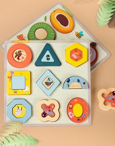 Oktatási célú fa puzzle geometriai figurák ZKB-2053