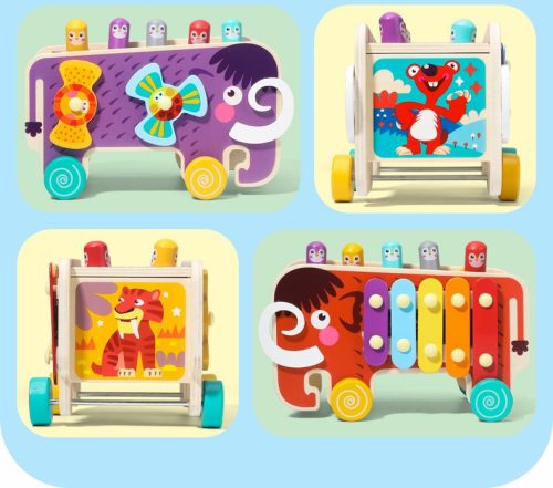 Jhtoy-561 kerekes játék mamut lyukasztóval, válogatóval és xilofonnal