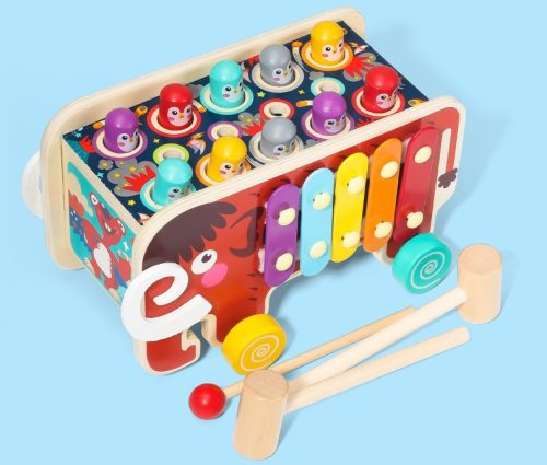 Jhtoy-561 kerekes játék mamut lyukasztóval, válogatóval és xilofonnal