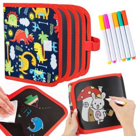   Hordozható krétatábla 10 oldalas füzet formájában 6 db krétafilctoll DINOSZAURUSZOK