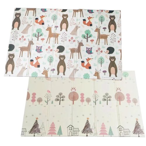 Kétoldalas XPE habszivacs játszószőnyeg gyerekeknek, Összecsukható gyerekszobai szőnyeg NICEKIDS, 200x150cm, Erdő