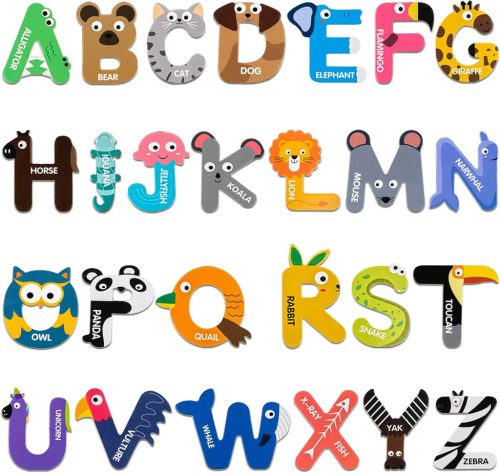 Mágneses latin ábécé, mágneses betűkészlet, hűtőmágnesek, 26 db.