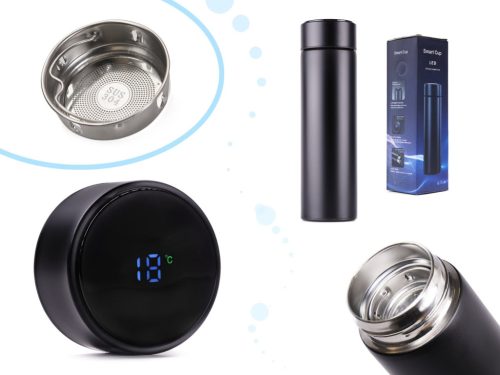 Termosz bögre, termosz, Smart LED, 500ml, fekete