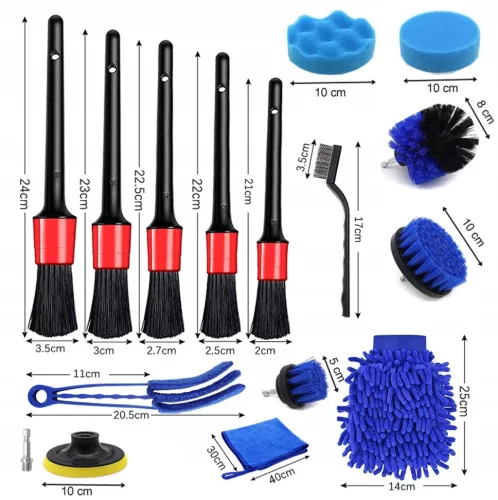 22 darabos autótisztítókefe, tartozékkészlet