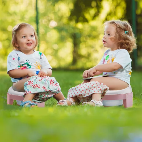 Olită antiderapantă NICEKIDS 3 în 1, capac de toaletă cu husă, roz