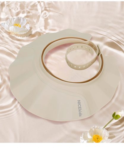 NiceKids Baba fürdősapka, állítható, hajmosás elleni védelemmel, bézs