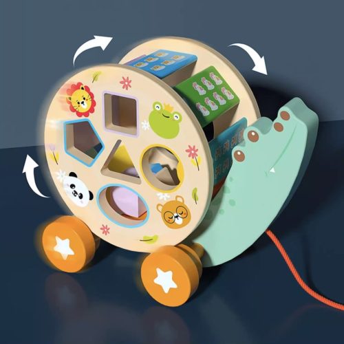 Fa krokodil válogató kerekes orsó húzásához számok formák