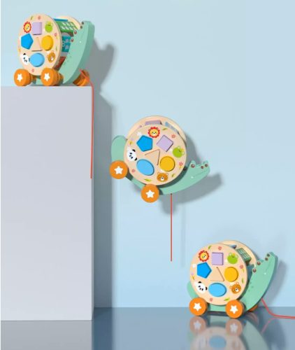 Fa krokodil válogató kerekes orsó húzásához számok formák