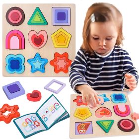   Fa puzzle alakzatok, illeszkedő oktatási Montessori figurák