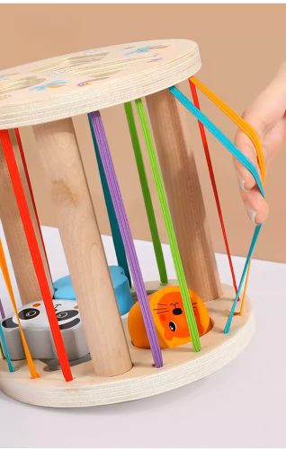 Fa kockás válogató, rugalmas Montessori szenzoros radír, 6 kockás