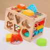 Montessori szenzoros kocka, fa blokkválogató