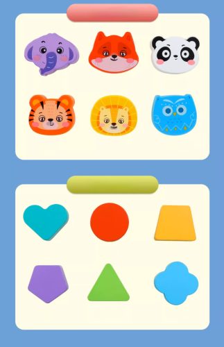 Montessori szenzoros kocka, fa blokkválogató