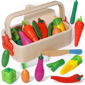 Gyerekjáték fa mágneses zöldségek kosárban