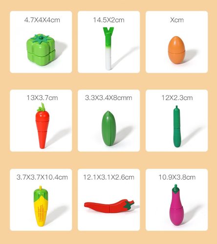 Gyerekjáték fa mágneses zöldségek kosárban