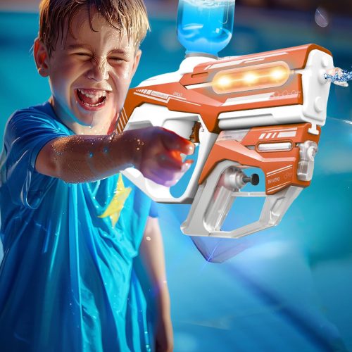 Újratölthető vízipisztoly, elektromos, automata, 2 az 1-ben vízipuska, narancssárga színben