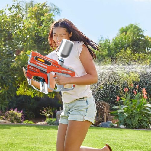 Újratölthető vízipisztoly, elektromos, automata, 2 az 1-ben vízipuska, narancssárga színben