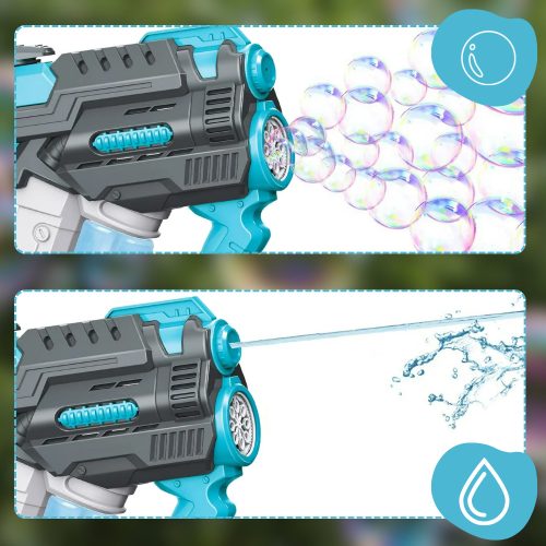 Elektromos automata vízipisztoly 2W1 kék, szürke, buborékokkal és vízzel