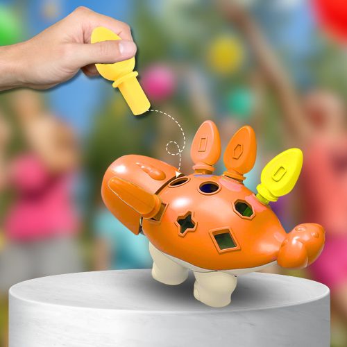 Kirakós játék, párosítsd a formákat, Montessori dinoszaurusz válogató, narancssárga